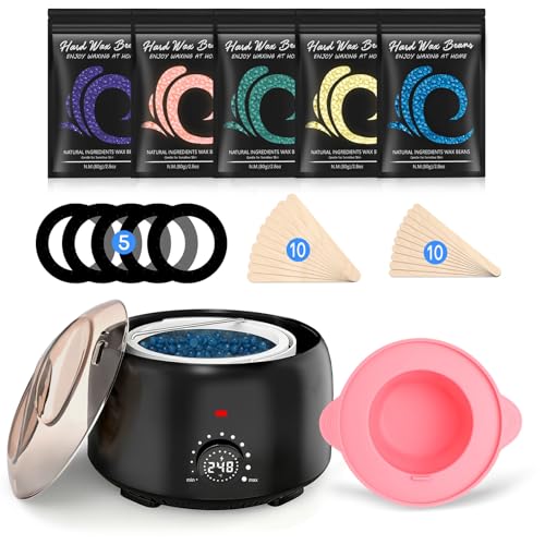 Waxing Kit for Women and Men, Digital Wax Warmer with 14OZ 5 Bags...
