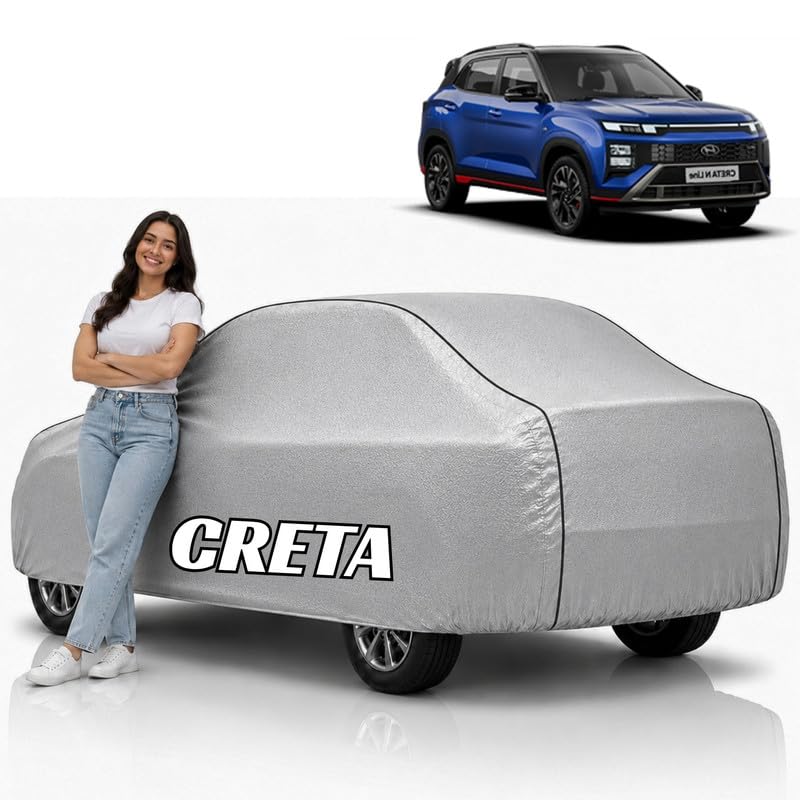 Image of New Models Design Car Cover (Silver, Creta Facelift)