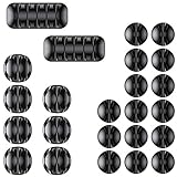 AGPTEK Kabelclips Kabelhalter 24 Stück, Vielzwecke Kabelführung Kabel Organizer Set für Schreibtisch, Netzkabel, Schwarz