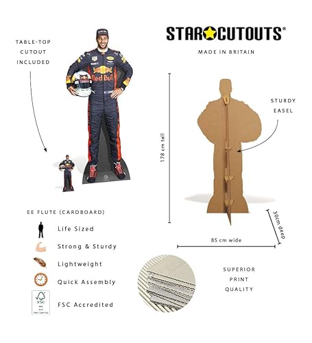 Star Cutouts Ltd CS664 Daniel Ricciardo, Karton, Mehrfarbig, 178 x 85 x 178 cm