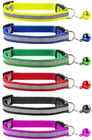 Accmor Cat Collar with Bell, 6 Pcs Reflective Durable and Safe Nylon Pet Collar for cat or Puppy