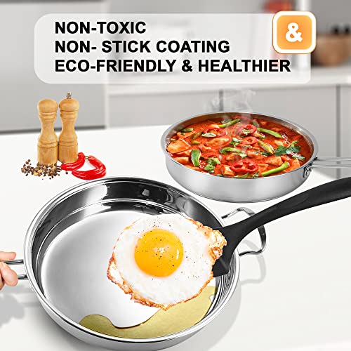 10-Piece Stainless Steel Pots And Pans Set, Kitchen Cookware Sets Nonstick, Induction Pots And Pans, Cooking Set With Glass Lids, Frying Pans & Saucepan Compatible With All Stovetops #TOP6