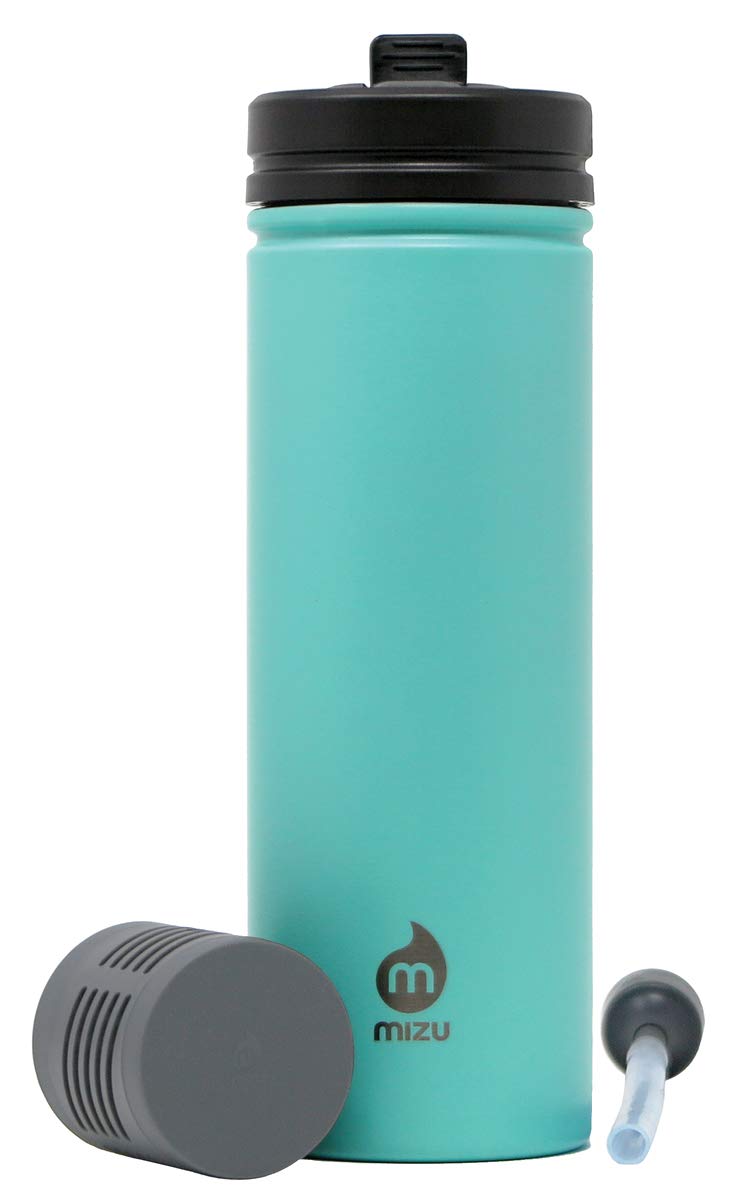Mizu - 360 M9 Adventure Kit Water Bottle | Water Purifier | 30 oz. Single Wall Stainless Steel | Wide Mouth with Leak Proof Straw Lid | Multiple Colors | BPA Free