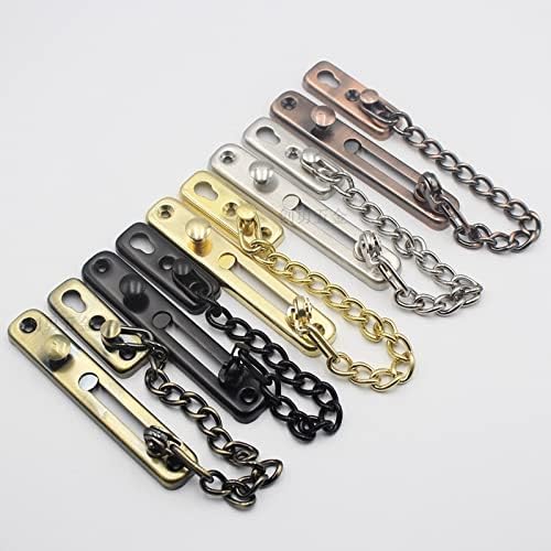Chain Lock Door Lock Stainless Steel Safety Chain Guard with Spring Anti-Theft Pressure Lock Heavy Polished Door Latch with Screw(Black)