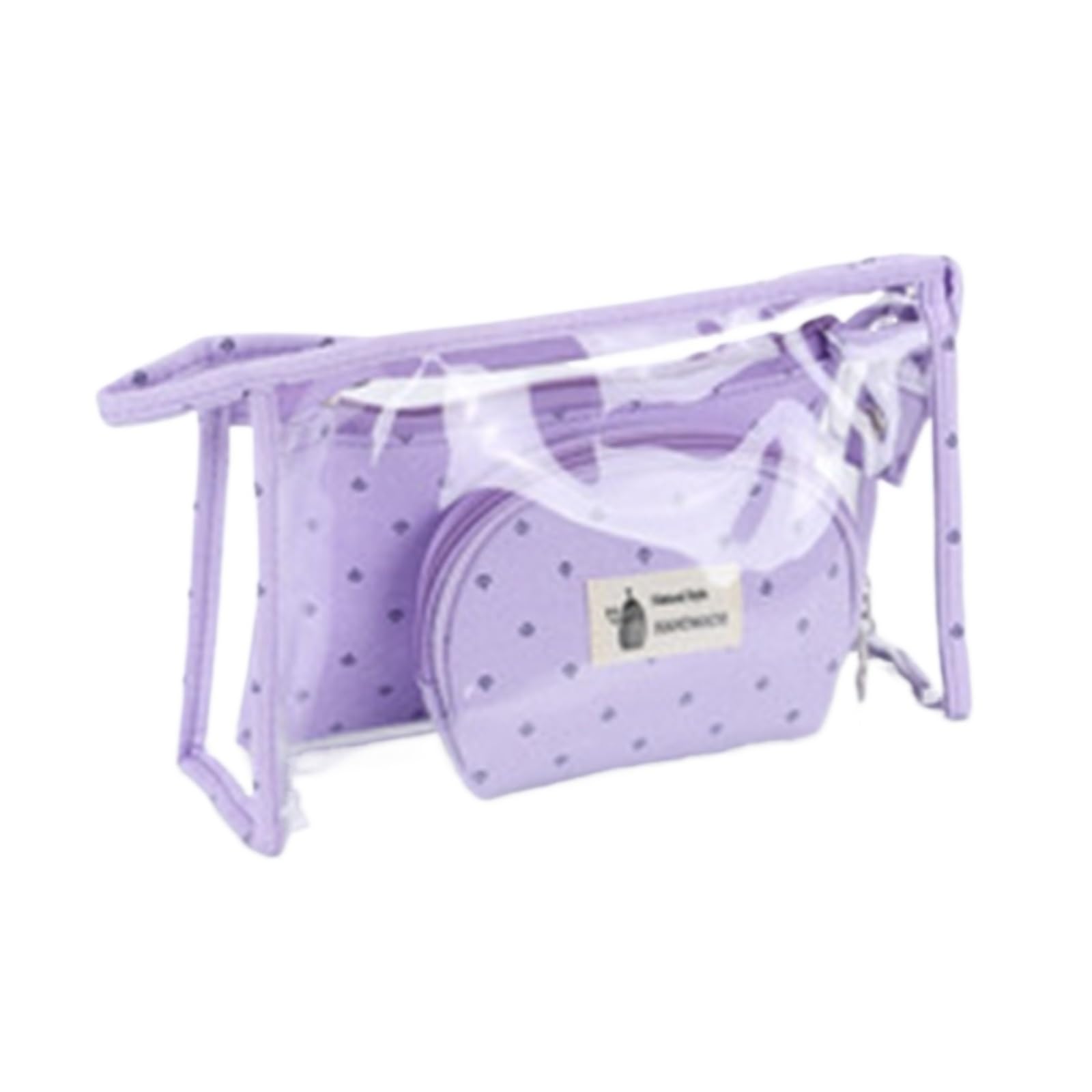 Bolsa Maquillaje Bolsa de Aseo organizadora de 3 Piezas, Bolsa de Viaje de PVC for artículos de tocador for niñas, Estuche de Maquillaje, Cartera Transparente con Cremallera. Viaje(Lila)
