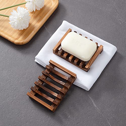 image for Wooden Soap Dish for Shower,Set of 2 Shower Soap Holder,Self draining 