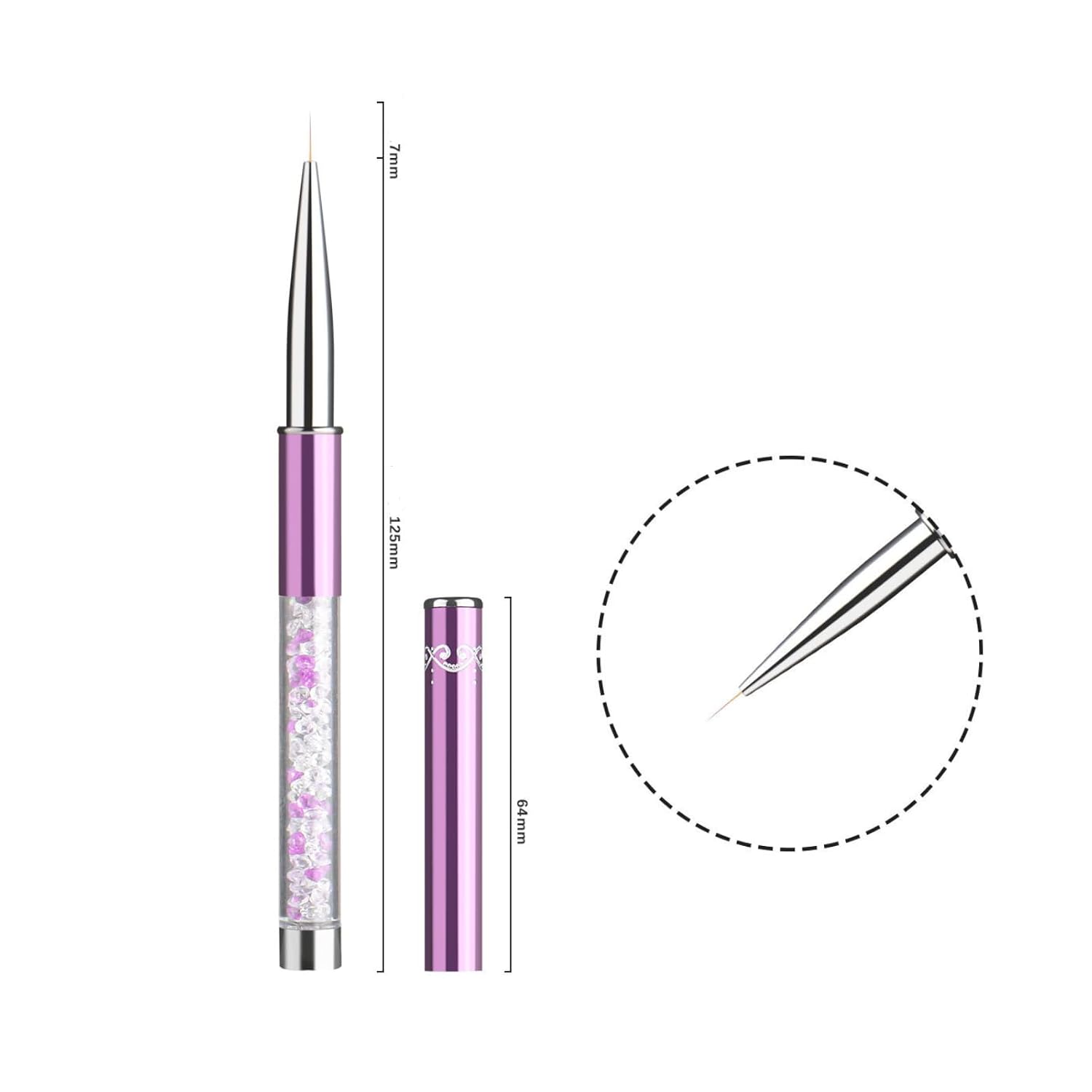 7mm Nail Art Liner Brush – Ultra-Fine Detail Brush for Gel Polish, Thin Lines, Striping & Trendy Nail Designs (1 Pack)