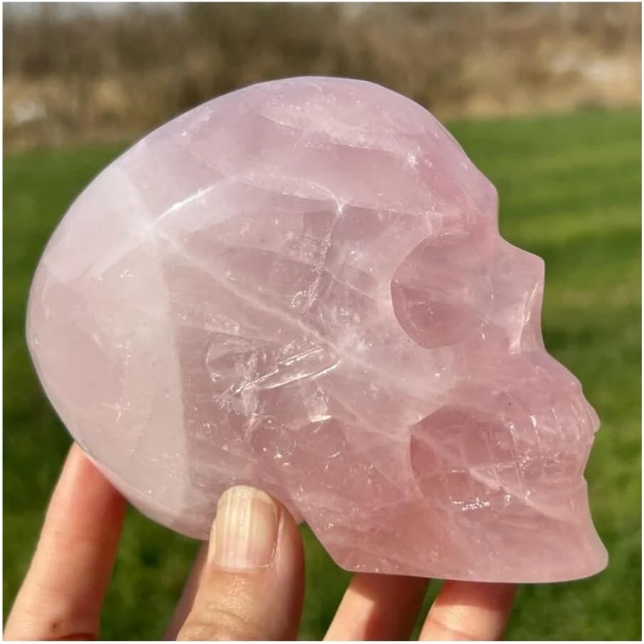 1pcs 30-50g Rose Quartz Skull, Hand-Carved Crystal
