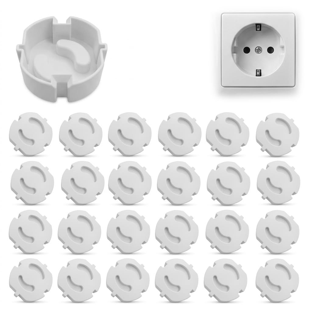 Lot de 25 cache-prises pour enfants - Installation facile - Protection contre les chocs électriques - Sans collage - Pour la famille