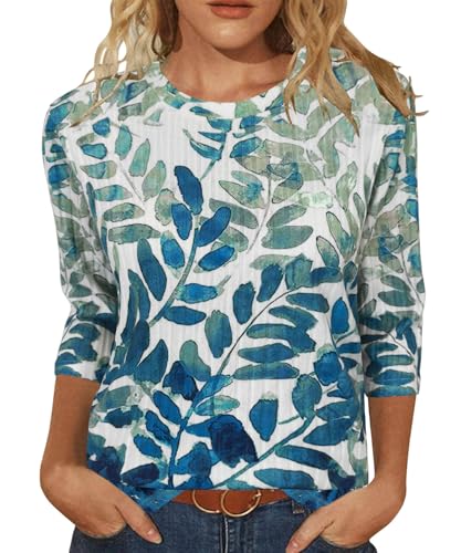 Image of JomeDesign Sweaters for Women 3 /4 Sleeve Tops Round Neck Loose Casual Blouses