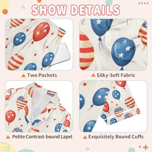 senya Balloon Colorful Satin Summer Pajama Sets Silk Short Sleeve Button Down Sleepwear3