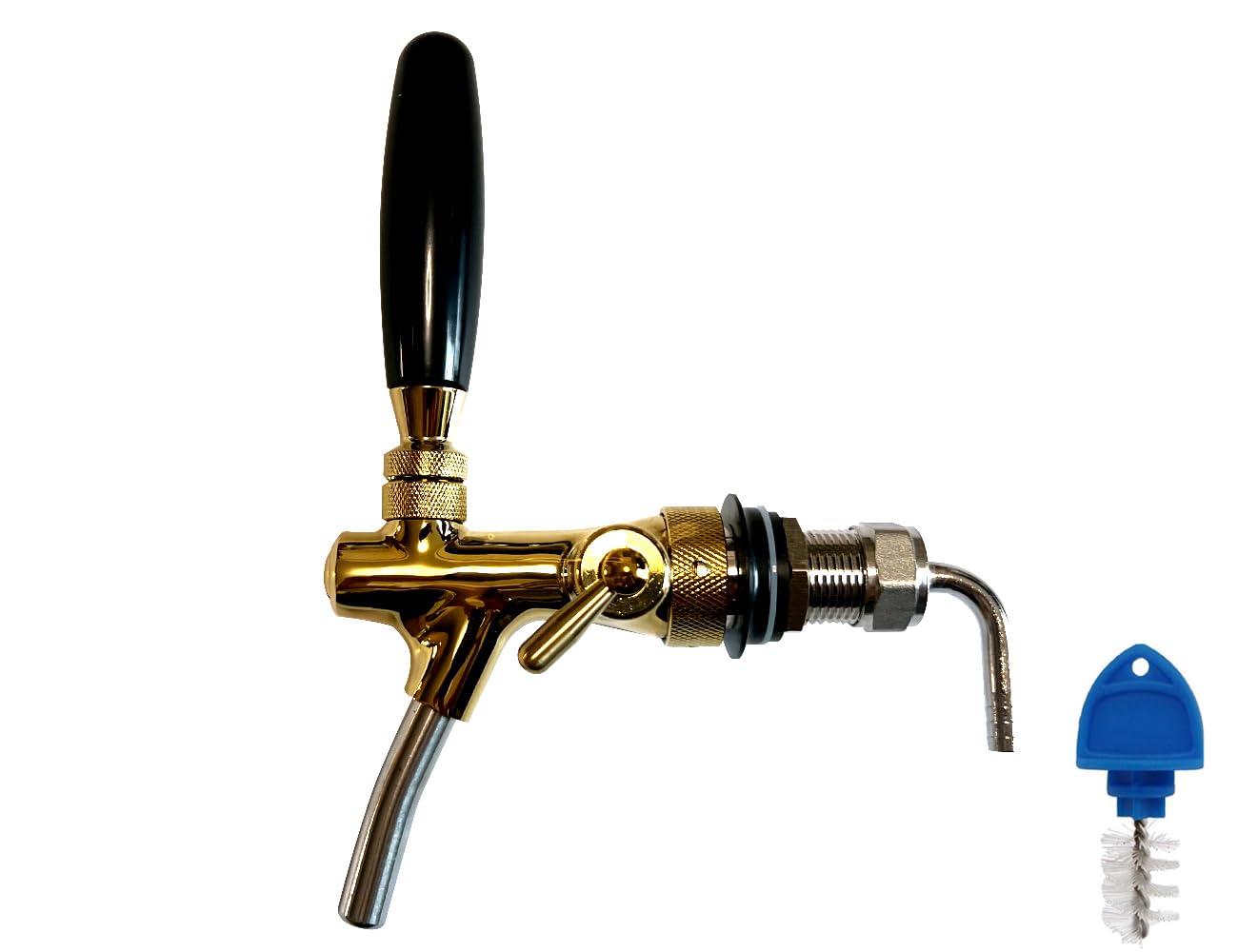 tsingseen life Robinet réglable pour bière Inclus Robinet pour bière, régulateur de débit, Robinet G5 / 8 avec Manche chromé (Couleur: Or)
