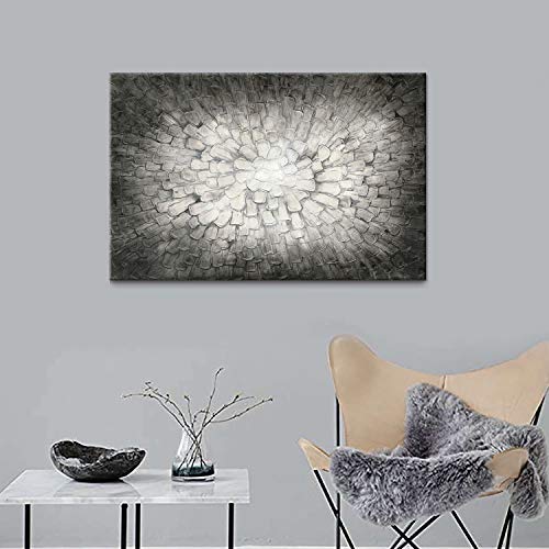 Artistic Path Dark Abstract Canvas Wall Art: 3D Squares Textured Painting Modern Picture Artwork For Office (36" W X 24" H,Multi-Sized) #TOP3