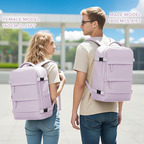 Image of coowoz Large Travel Backpack For Women Men,Carry On Backpack,Hiking Backpack Waterproof Outdoor Sports Rucksack Casual Daypack Travel Essentials(Purple)