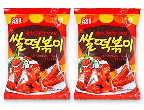 Sweet and Spicy Tteokbokki Snacks Chip Korean Stir-Fried Rice Cake Flavor Asian Topokki Ddeokbokki - 160g (Pack of 2)