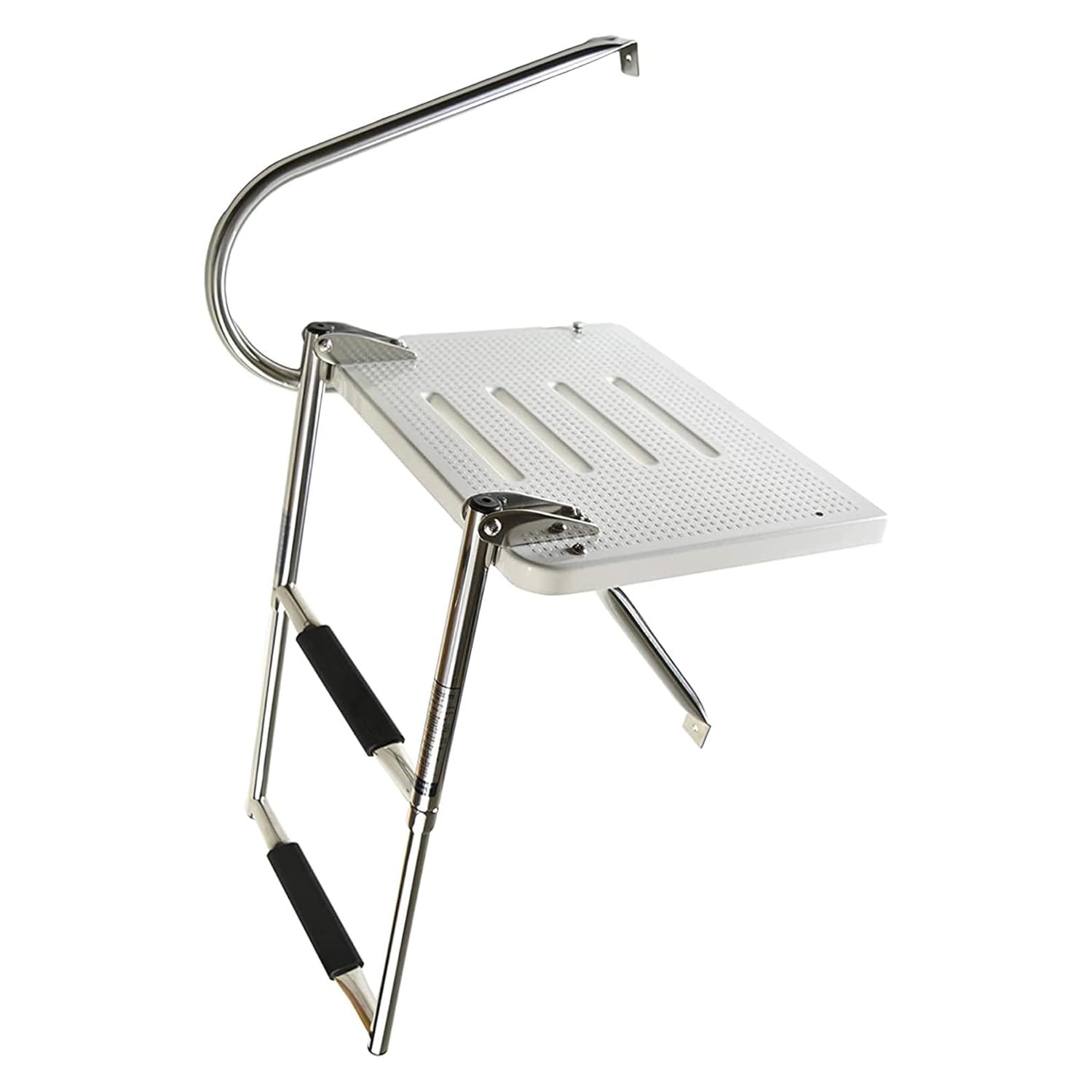 MARINE CITY 2 Step O/B Swim Platform Ladder – Harbor Mate Telescoping Ladder with Electro-Polished Rails & Anti-Slip Footsteps, 304 Stainless Steel, 400 lb Capacity, Ideal for Boats, Ships, Marines