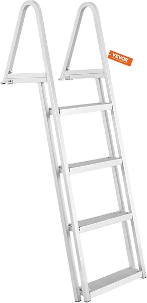 VEVOR Removable Dock Ladder 4 Steps, 350 lbs Load Capacity, Pontoon Boat Ladder with 4'' Wide Step & Nonslip Design for Ship/Lake/Pool/Marine Boarding