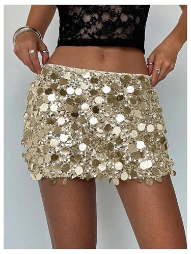 Floerns Women's Party Shiny Sequin Mini Skirts Low Rise Club Night Out Skirts2