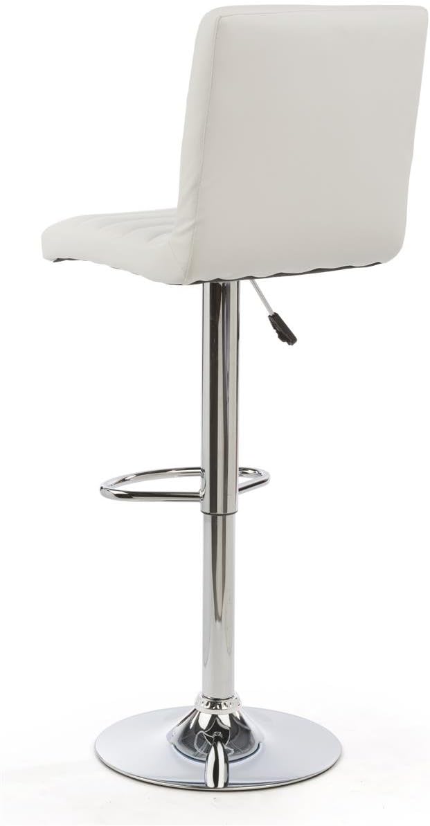 Displays2go 2 White Leatherette Bars Stool Set with 1 Round Cocktail Highboy Table, Chrome Base/Stand (TSFURNK9)