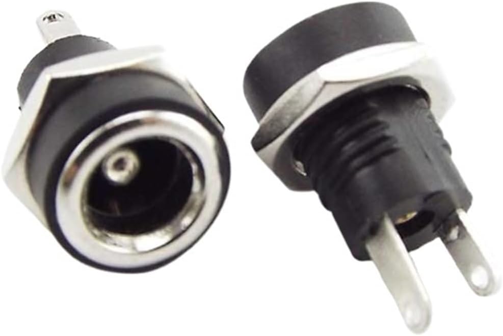 DC-022B DC Female Power Supply Jack Connector Socket Connector DC Panel Mount Adapter 5.5x2.1mm 5.5x2.5mm DC 022B(2pcs,5.5x2.5mm)