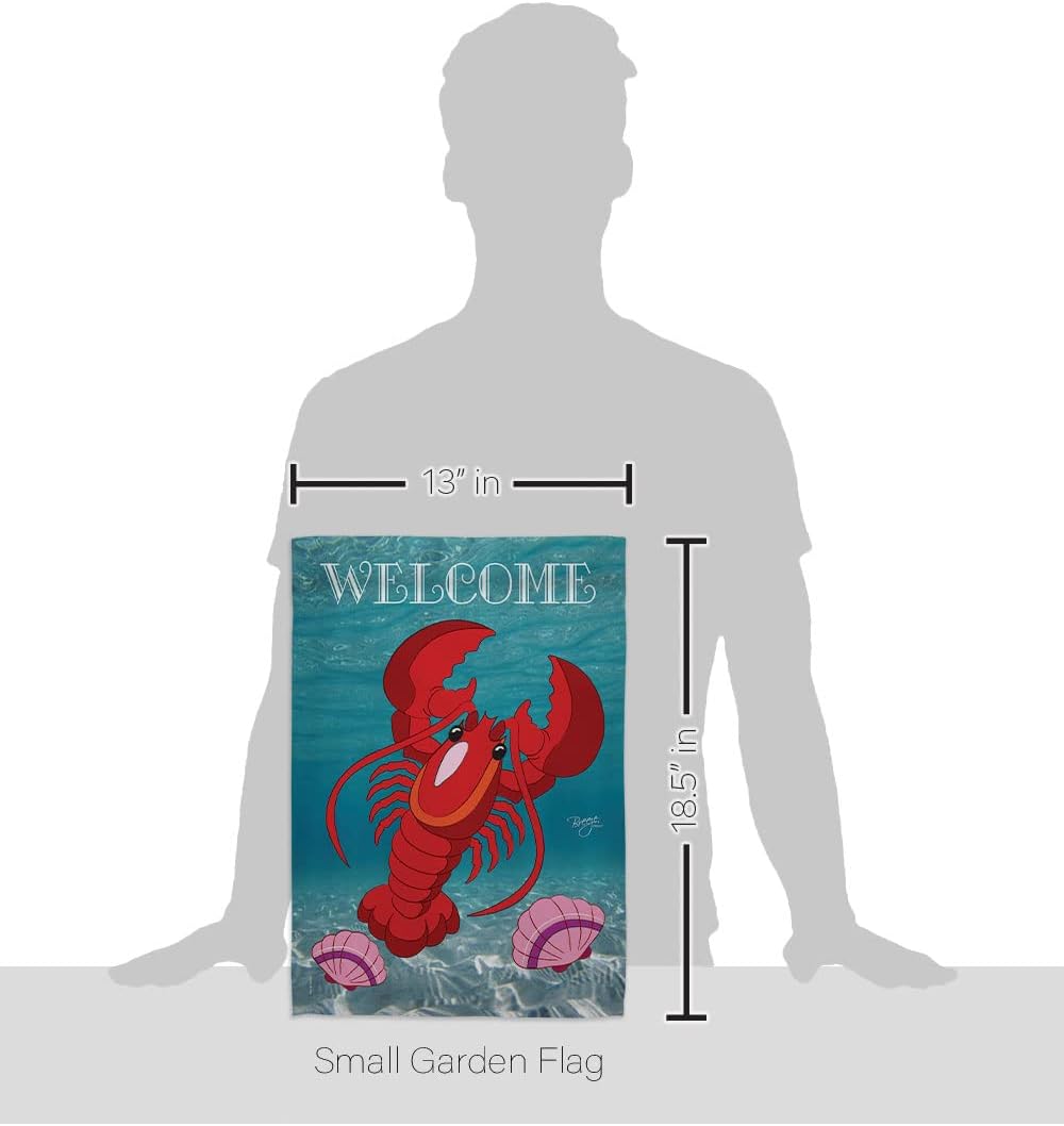 Breeze Decor GS107026-BO Lobster Coastal Sea Animals Decorative Vertical Banner Pole, Garden Flag Set 13"x 18.5" w/Flagpole, Multi-Color