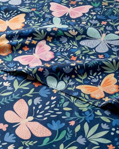 Image of Kids Twin Butterfly Meadow Bed Sheets - 3 Piece Butterfly Meadow Sheet Set | Butterfly Meadow Themed Bedding, Ultra-Soft, Cute & Cozy, Breathable & Machine Washable, Bed Set for Boys, Girls & Teens