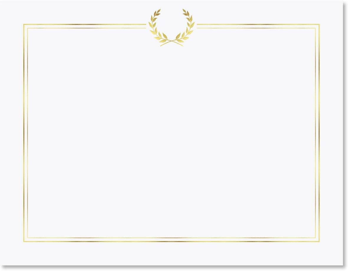 PaperDirect Laurel Leaves Specialty Certificates, Gold Foil Border 8 1/2 inch x 11 inch, 38lb White Cover Stock, 50 Count, For School, Work, Diplomas & Award Certificates