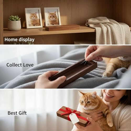 DegoCython Pet Cat whiskers Beard Hair Collection Commemorative Storage magnet Walnut Solid Wood Box, 5.3 x 1.6x 1.2 Inches — view 6