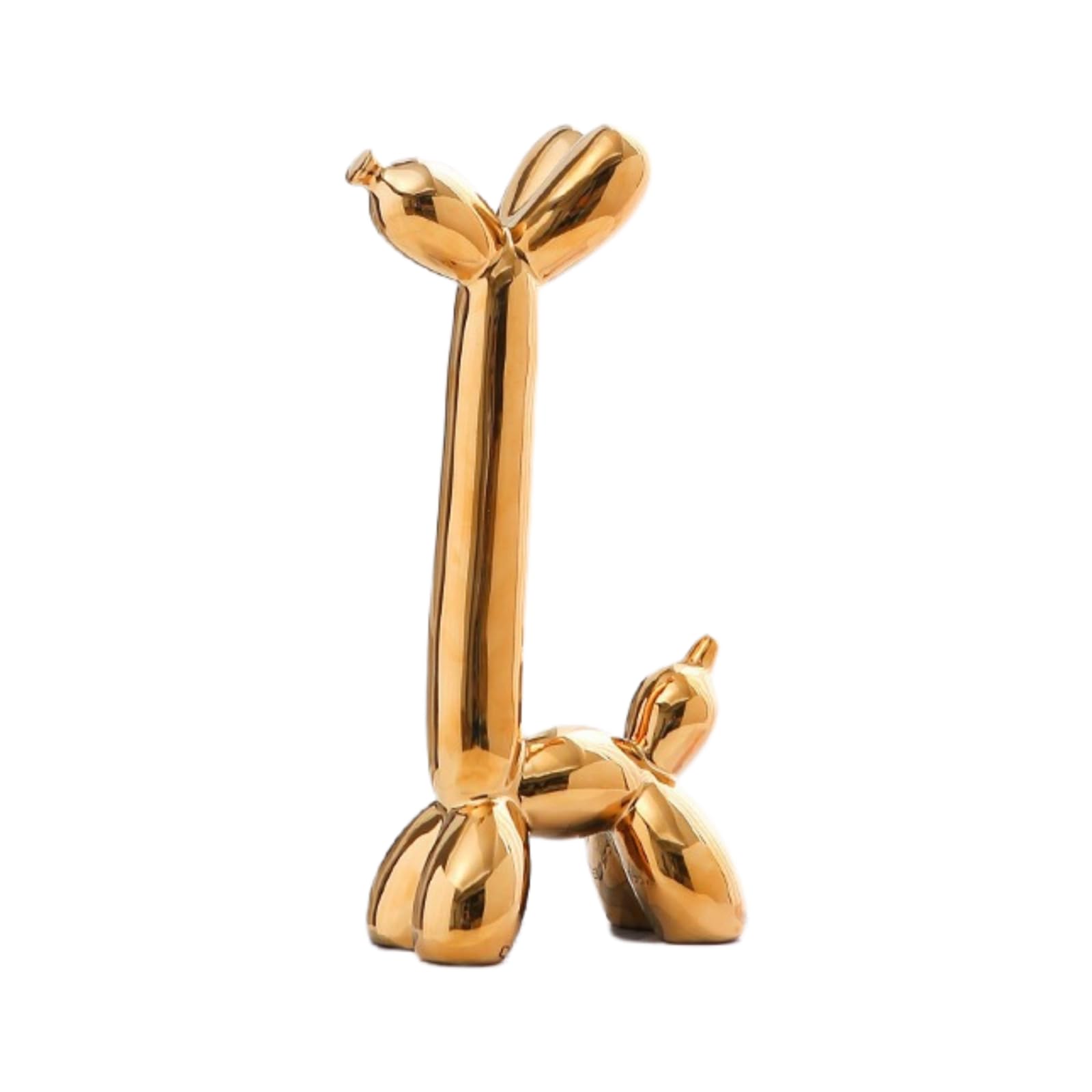 YOYUMI Electroplated Ceramic Balloon Dog Sculpture Ornament Long neck dog shiny Statue for Living Room Bedroom and Office Decor 23 * 12 * 6cm Gold