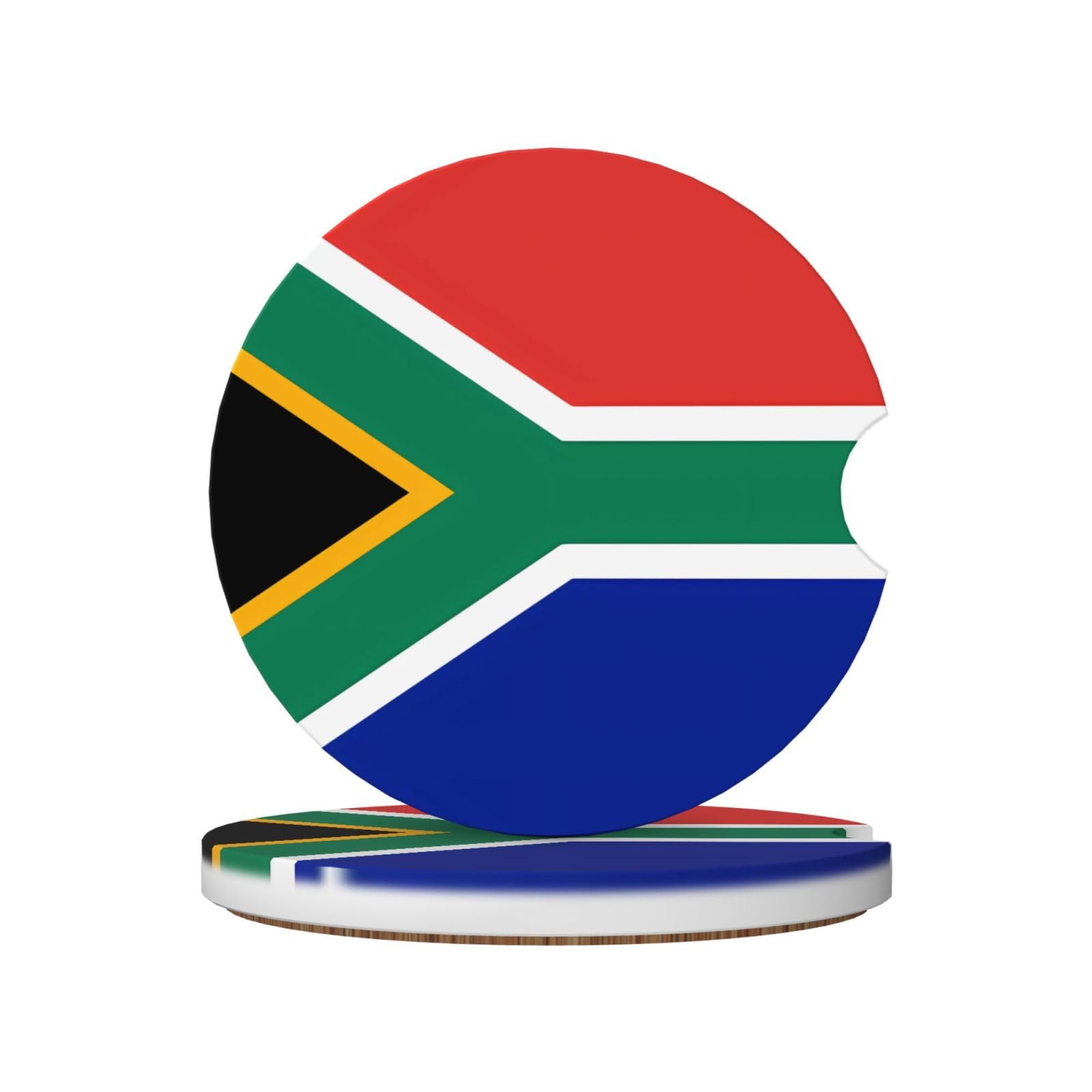 South Africa Flag Printed Ceramic Car Cup Coasters (2 Pack), Suitable for car Cup Holders, 2.56 inch Diameter