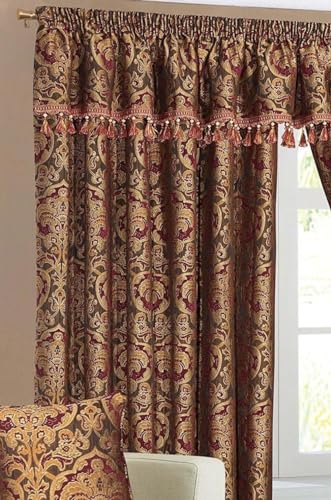 Georgia Modern Jacquard Chenille Curtains, Fully Lined with Pencil Pleat Panels for Timeless Elegance” (Burgundy, W "66 x L 54") - Image 3