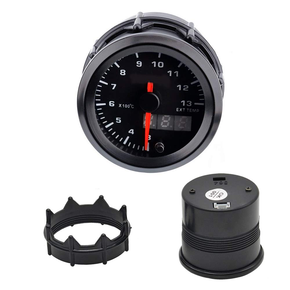 52mm pointeur de Moteur dvoiture kit jauge de température gaz d'échappement Indicateur Lumineux LED 7 Couleurs Cadran Numérique Double d'affichage