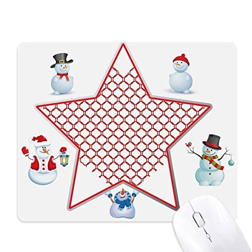Tapis de souris étoiles bonhomme de neige avec cercles rouge cœur imprimés