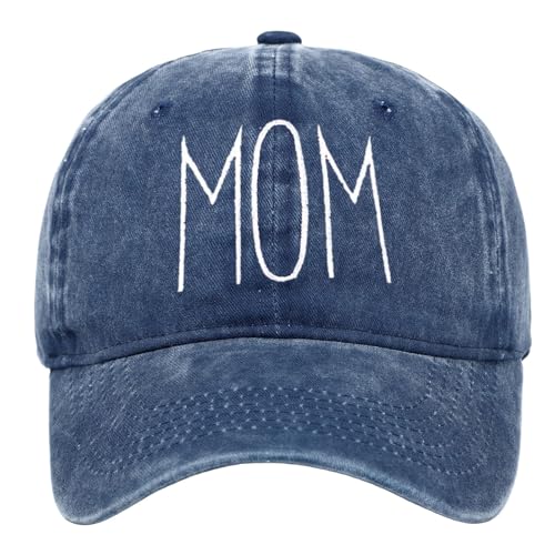 2026 Día de la Madre Mamá Gorra de béisbol impresa bordada para hacer gorra vieja, marine, Talla única