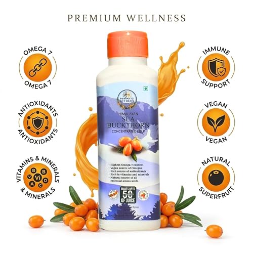 Image of Organics Himalayan Pure Sea Buckthorn Berry Juice 300ml | 100% Natural Pulp | Rich in Omega 3, 6, 7, 9 & Vitamin C | Boosts Immunity, Skin Glow & Gut Health | No Added Sugar or Colour | 30 Servings