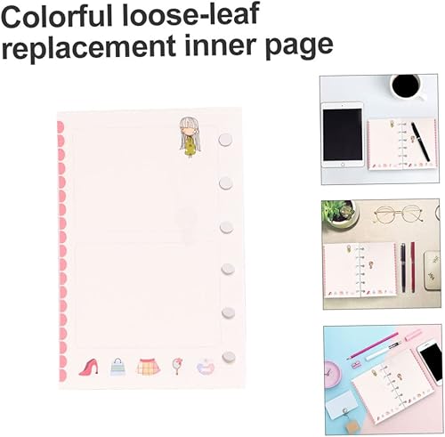 Miniatura 6 de NUOBESTY 3 piezas de papel de recambio de carpeta A7 hojas sueltas de papel colorido 6 agujeros para cuadernos de 6 agujeros para la escuela, tienda