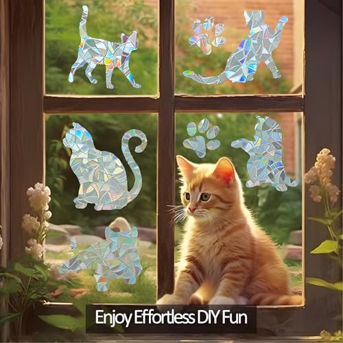 ZHMRROAD Window Privacy Film Stained Glass Window Film Decorative for Glass, 3D Rainbow Static Cling Decals UV Blocking Heat Control Tint for Home, 23.6 x 78.7 inches — view 5