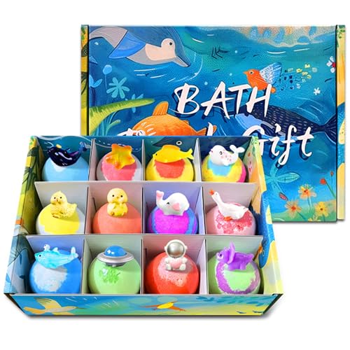 Bombes de bain pour enfants coffret 12 pièces avec jouet ocean et surprise œuf de Paques