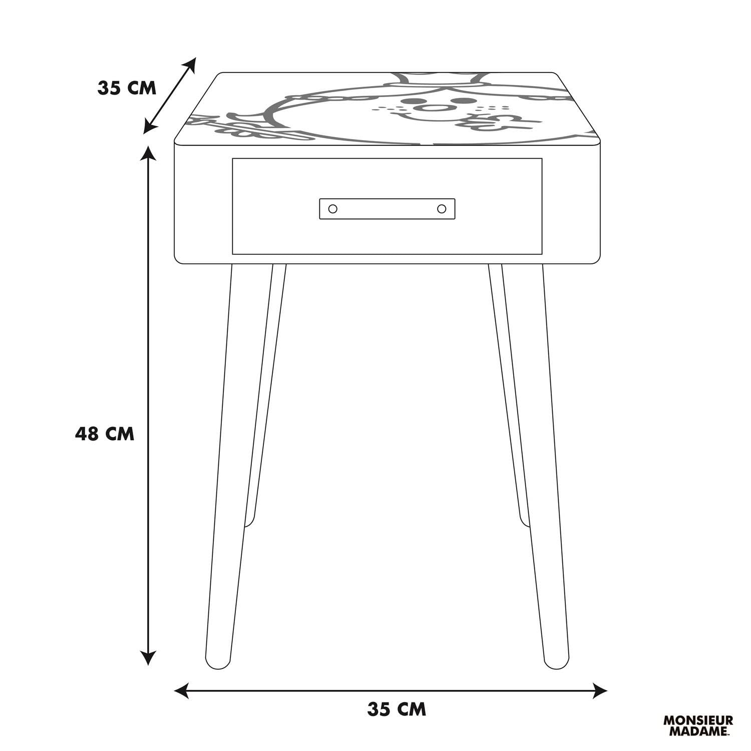 Table De Chevet Monsieur Madame - Madame Princesse - Rose - L 35 X H 48 X P 35 Cm