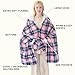 PTQ Electric Blanket Wearable Heated Shawl with Hood & Pockets – 6 Heat Settings, 4H Auto-Off, Flannel & Sherpa Reversible, Cozy Plaid Heated Throw Blanket for Home, Couch, or Gift, 40