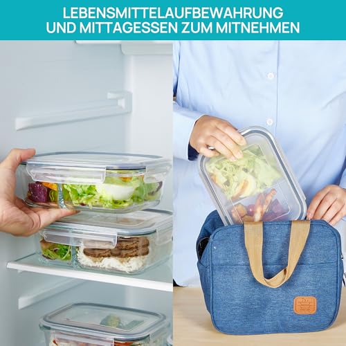 Vtopmart 5Pack 975ml Meal Prep Boxen, Glasbehälter mit Deckel, Frischhaltedosen Glas mit Deckel für Mikrowelle, Ofen, Gefrierschrank und SpüLmaschine 6