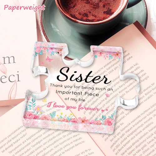 iLifemate Sister Birthday Gifts, Valentines Day Gifts for Sister - Acrylic Puzzle Piece Plaque 4.7×3.8 inch, Sister Gifts from Sister, Sister in Law Gifts, Best Sister Ever Gift