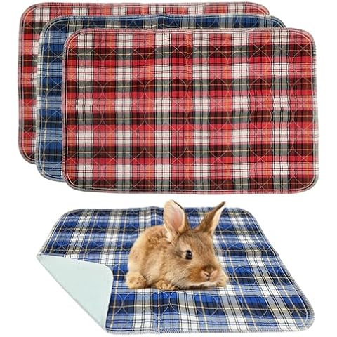kathson 4Pcs Guinea Pig Cage Liner, 18”x24” Washable Rabbit Pee Pads Waterproof Reusable Pee Mats for Guinea Pig Rabbit Bunny Hamster Cat Puppy Small Animals Cover