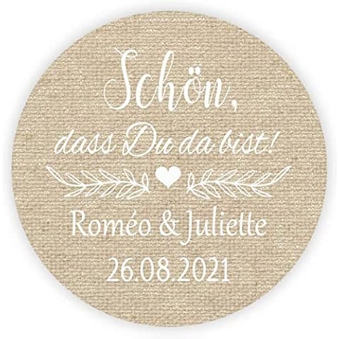 MameArt 50 Stickers Aufkleber Hochzeit Personalisiert Schön DASS Du da bist Cover