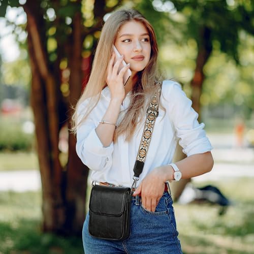 Image of HESHE Small Leather Crossbody Bag for Women RFID Phone Purse with Card Slot | Anti Theft,Genine Leather,Wide Adjustable Strap,Multi-Pocket Fits 6.9 inch Phone Trendy Shoulder Cross Body Bag for Daily,Travel