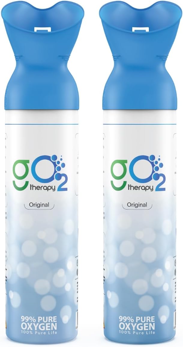 Up to 900 Inhalations (2 Pack), 12L | Portable Oxygen Canister – Single Mouth & Nose Mask – Supplemental Oxygen for Sports, Travel, Altitude & Fitness Activities