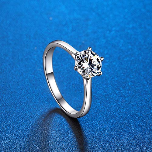 Moissanite Rings for Women, 1/2/3CT Classic Six Prong Solitaire Moissanite Engagement Ring, Wedding Band 925 Sterling Silver with White Gold Plated Lab Created Simulated Round Diamond Ring, D Color VVS1 Clarity.3
