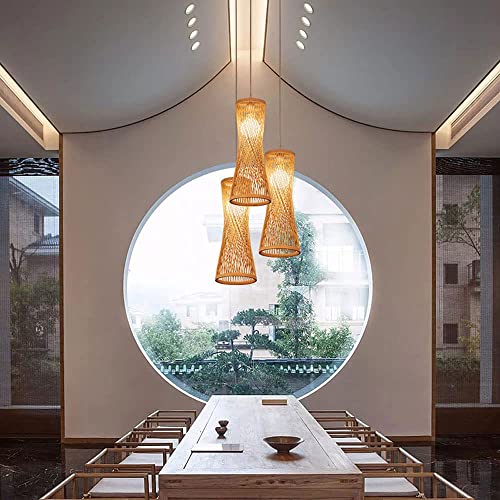 Suspension bambou E27 spirale design chinois pour chambre