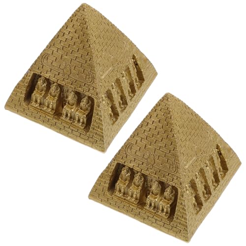 EXQUIMEUBLE 2個 ピラミッド古代樹脂置物 デスクトップ装飾品 高精細テーブル飾り エジプト建築模型 インテリア用土産