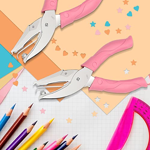 Image of 2 Pieces Heart and Star Handheld Hole Paper Punch Metal Single Hole Paper Punch Punchers with Soft-Handled Tags for Clothing Ticket DIY Craft Tags Scrapbook Tool, 1 /4 inch